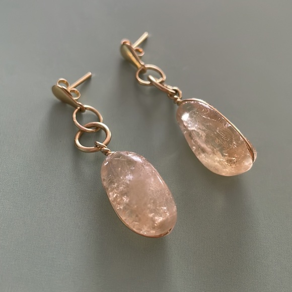 Genuine Citrine Earrings with Gold Plated Studs - Picture 3 of 8